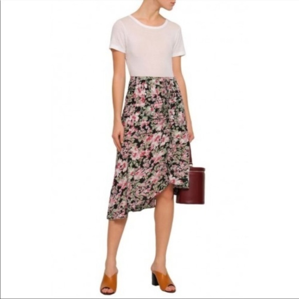 Walter Baker Floral Thigh Split Ruched Skirt NWT